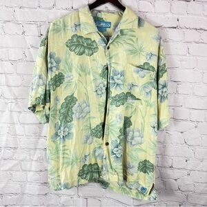 bermuda bay Tropical Floral Button-down silk hawaiian Shirt sz xl mens
